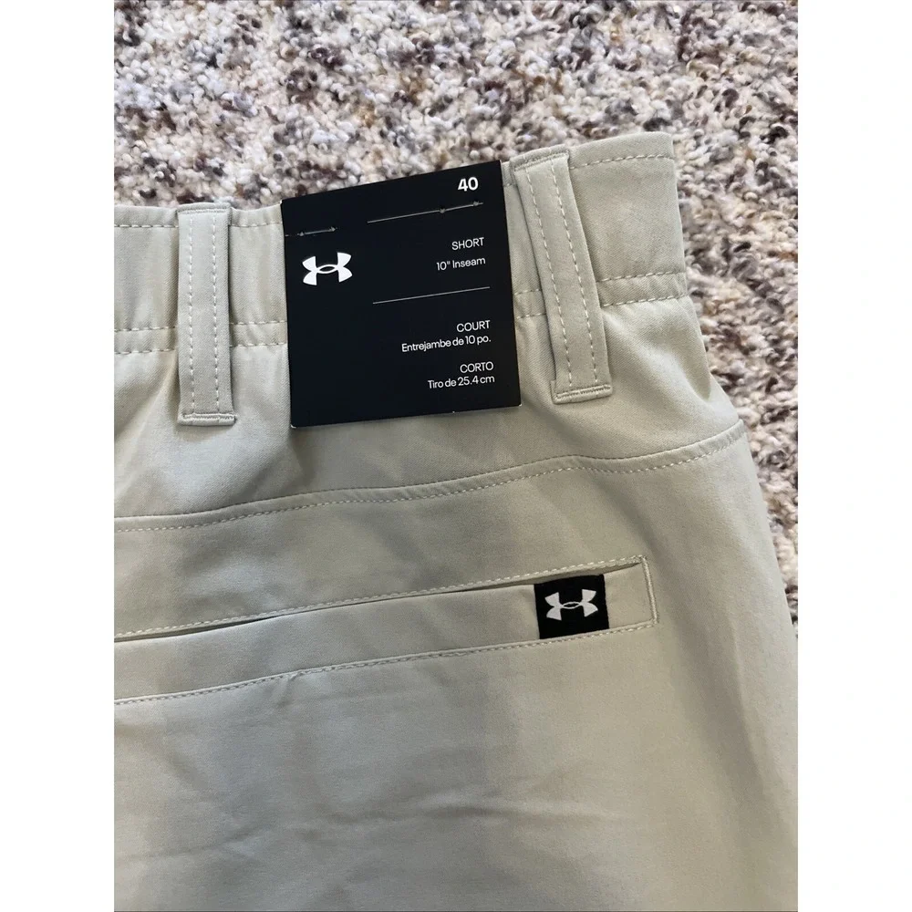 Under Armour NewMens Khaki Shorts Tech Short Sz 40 Polyester Blend Elastic Waist